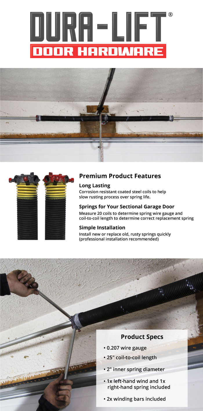 DURALIFT 0.207 in. Wire x 2 in. D x 25 in. L Torsion Springs in Yellow